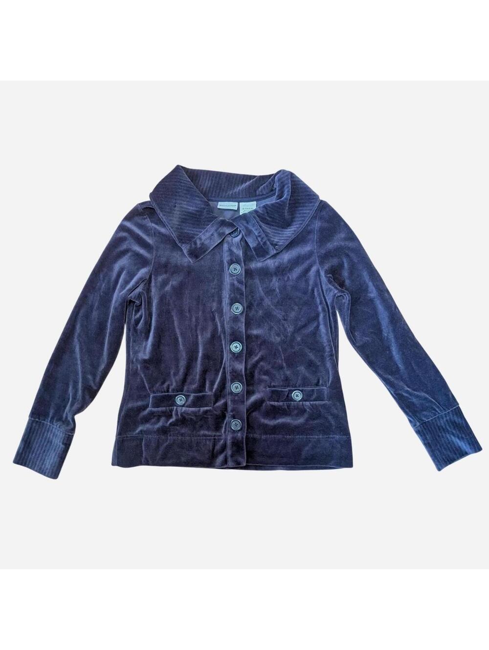 00s Y2K Velour Plum Button Up Jacket Vintage S